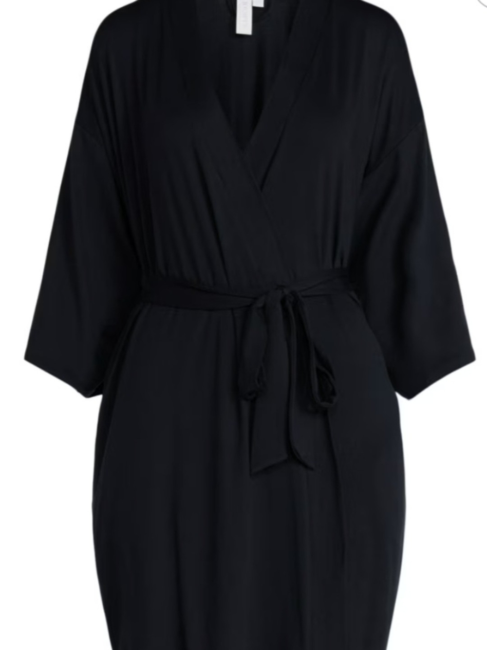 Unk Black Wrap Robe with Self-Tie Belt